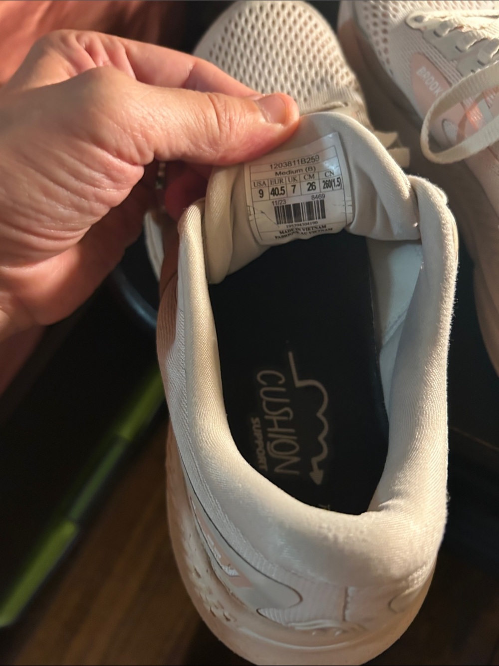 Brooks Women's Running Sneakers in Cream with Pink Accents - Picture 5 of 16